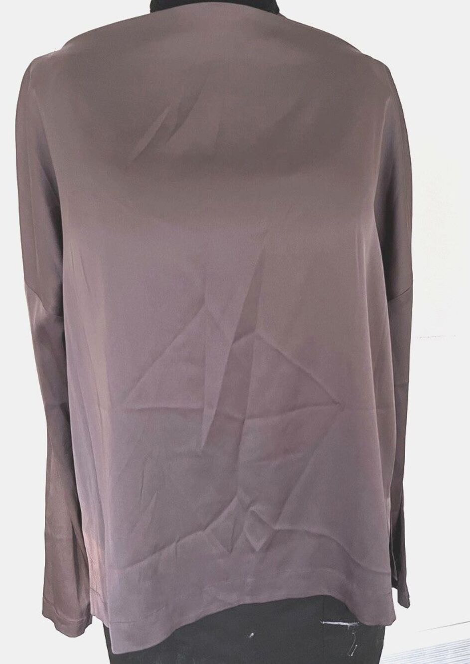 Vince Dark Mauve Long Sleeve Silk Charmuese Top Sz L